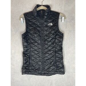 The North Face ThermoBall Quilted Vest Black Womens XS Full Zip Puffer Insulated